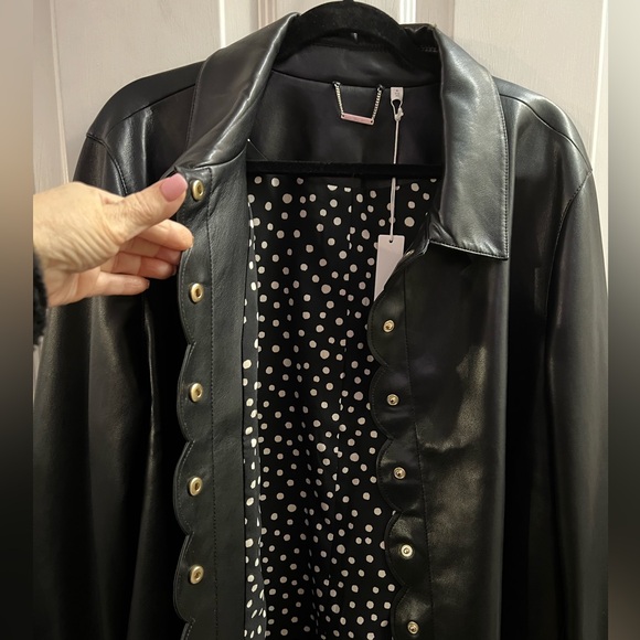 CHICO’S JACKET, Sz 4 / US 20, Black Faux Leather Jacket w/ Long Sleeves, NEW. - Picture 9 of 16